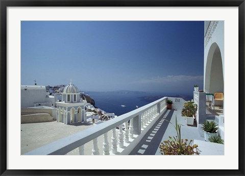 Framed Thira and the Caldera, Santorini, Cyclades Islands, Greece Print