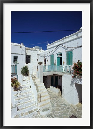 Framed Stairs, Houses and Decorations of Chora, Cyclades Islands, Greece Print