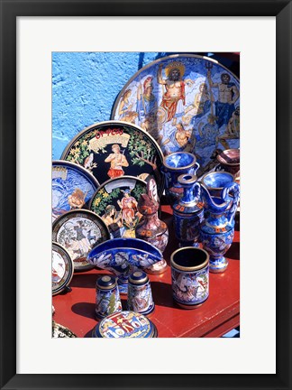 Framed Artwork and Plates of Artists, Athens, Greece Print