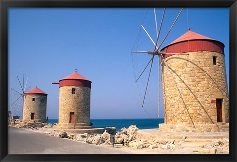 Framed Old Windmills of Rhodes, Greece Print