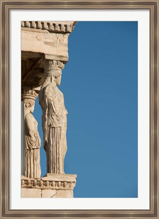 Framed Greece, Athens, Acropolis The Carved maiden columns of the Erectheum Print