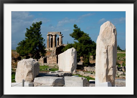 Framed Greece, Corinth Doric Temple of Apollo Greece behind The Rostra Print