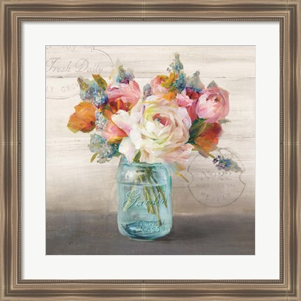 Framed French Cottage Bouquet II Print