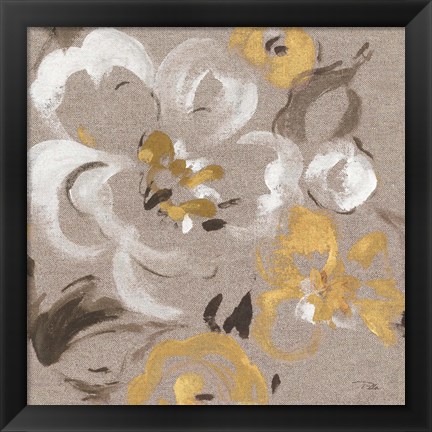 Framed Brushed Petals II Gold Print