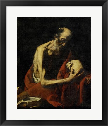 Framed Saint Jerome Meditating Print