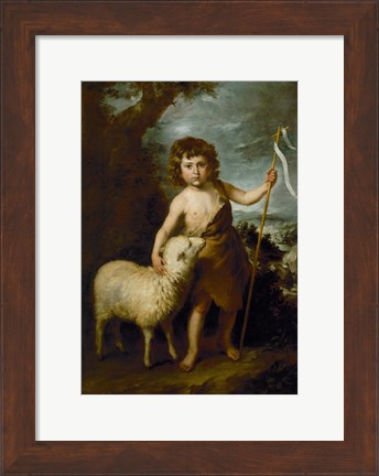 Framed Young John the Baptist with the Lamb Print