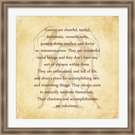 Framed Gemini Character Traits Print