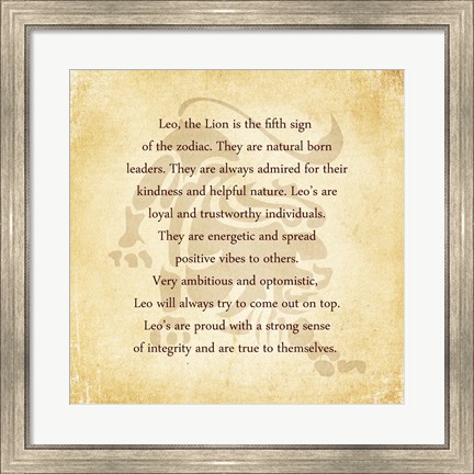 Framed Leo Character Traits Print