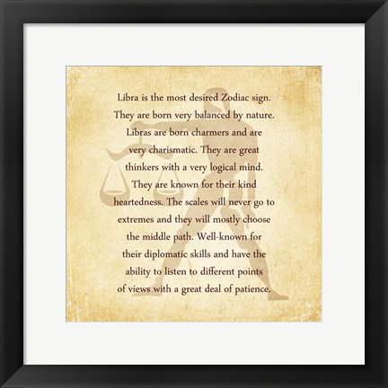 Framed Libra Character Traits Print