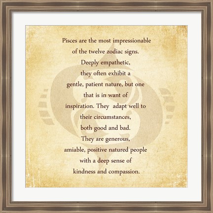 Framed Pisces Character Traits Print