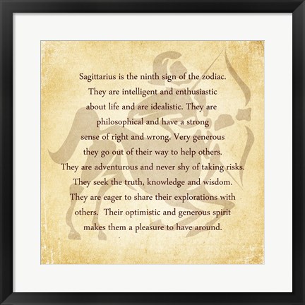 Framed Sagittarius Character Traits Print