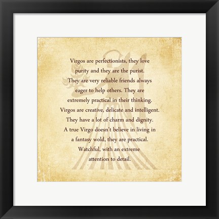 Framed Virgo Character Traits Print