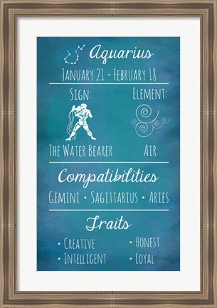 Framed Aquarius Zodiac Sign Print