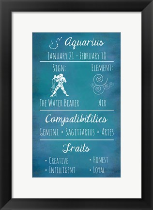 Framed Aquarius Zodiac Sign Print