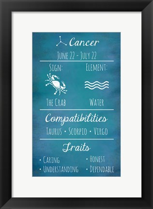 Framed Cancer Zodiac Sign Print