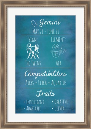 Framed Gemini Zodiac Sign Print