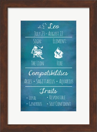 Framed Leo Zodiac Sign Print