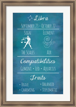 Framed Libra Zodiac Sign Print