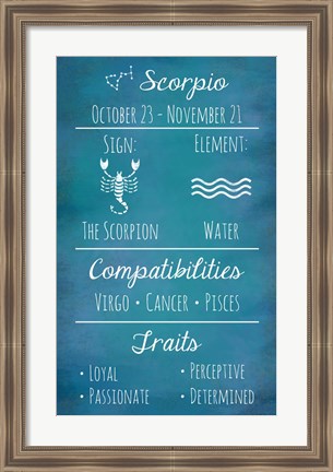 Framed Scorpio Zodiac Sign Print