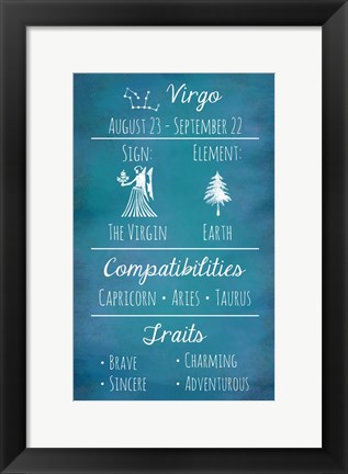 Framed Virgo Zodiac Sign Print