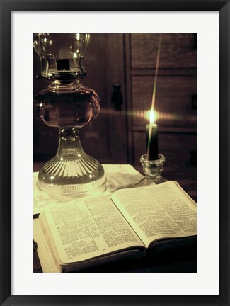 Framed Bible &amp; Lamp Print