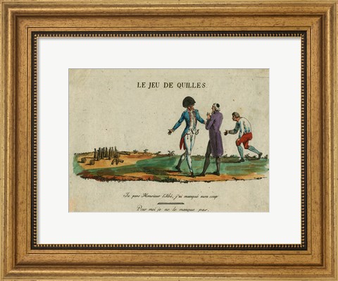 Framed Bowling Le Jeu de Quilles Print