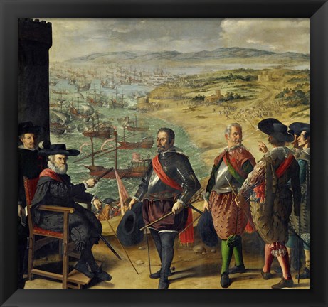 Framed Defense of Cadiz Against the English (1625) Print