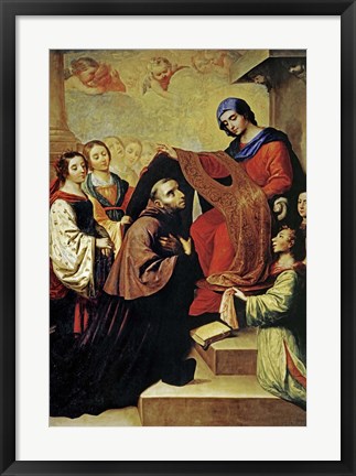 Framed Descent of Virgin Mary to Reward the Writing of Saint Ildefonso of Toledo Print