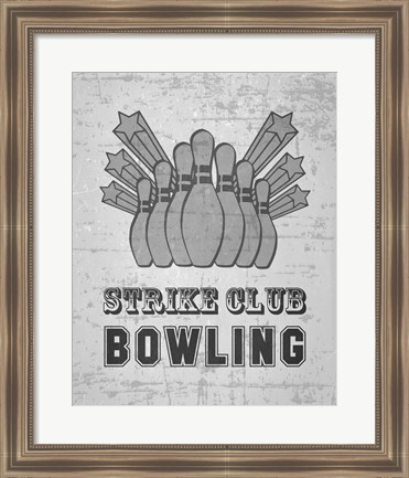 Framed Strike Club Bowling - Gray Print