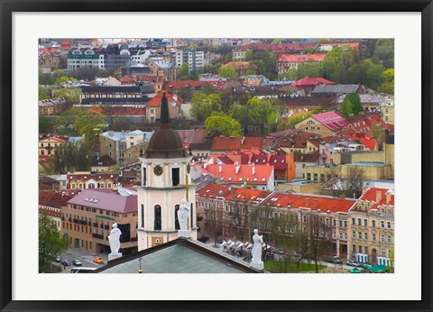 Framed Cityscape dominated by Cathedral Bell Tower, Vilnius, Lithuania Print