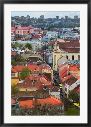 Framed Wall Decorated with Teapot and Cobbled Street in the Old Town, Vilnius, Lithuania I Print