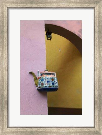 Framed Wall Decorated with Teapot and Cobbled Street in the Old Town, Vilnius, Lithuania III Print