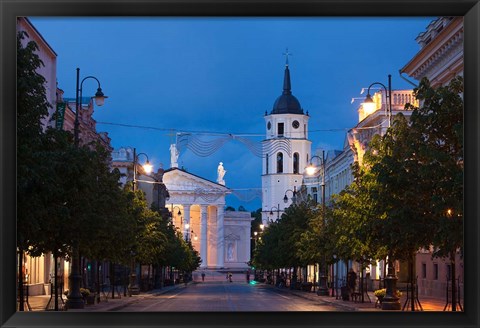 Framed Lithuania, Vilnius, Vilnius Cathedral, evening Print