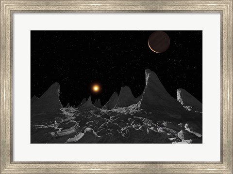 Framed Ice spires on Jupiter&#39;s large Moon, Callisto Print