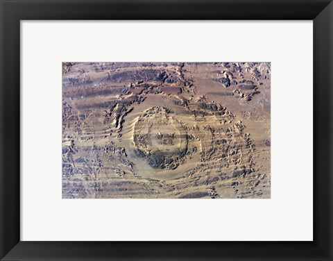 Framed impact of an Asteroid or comet in the Sahara Desert Print