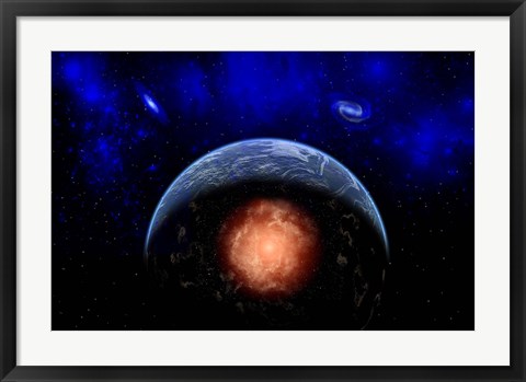 Framed Asteroid Impacting Earth Print