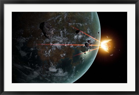 Framed Laser Anti-Asteroid Defense System Print