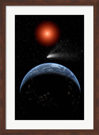 Framed Comet passing the Earth Print