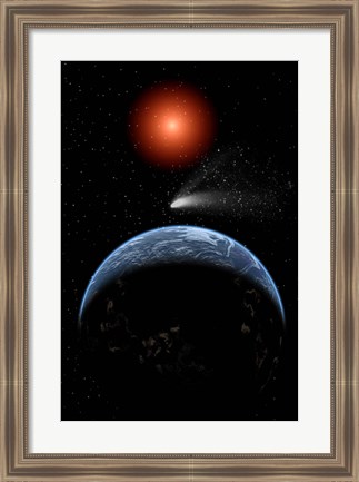 Framed Comet passing the Earth Print