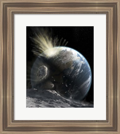 Framed catastrophic Comet impact on Earth Print