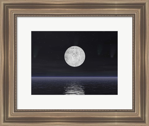 Framed Stars and Comets over the Ocean Print