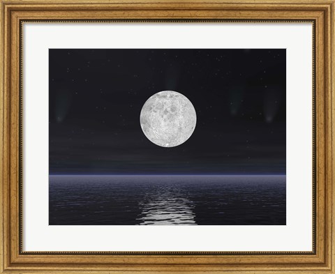 Framed Stars and Comets over the Ocean Print