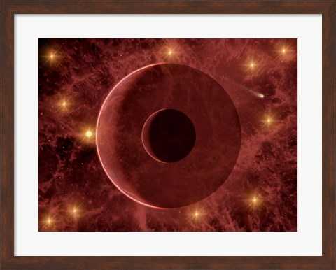 Framed Comet passing through a Nebulous Star Cluster Print