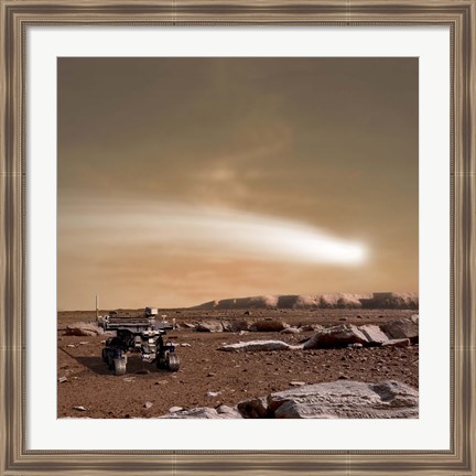 Framed Close pass of Comet C/2013 A1 over Mars Print