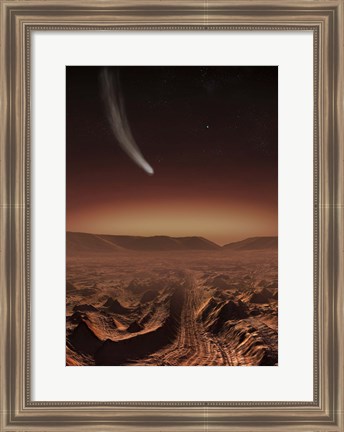 Framed Comet lights up the landscape of Candor Chasma over Mars Print