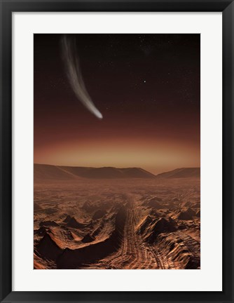 Framed Comet lights up the landscape of Candor Chasma over Mars Print