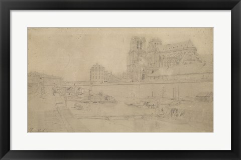 Framed Notre-Dame View Of The Docks In The South, 19th Century Print