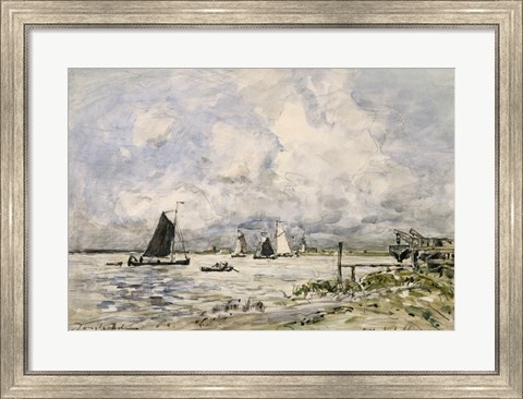 Framed Pier On The Scheldt, 1866 Print