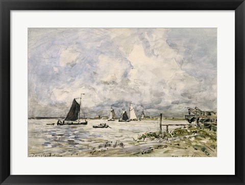 Framed Pier On The Scheldt, 1866 Print