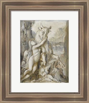 Framed Pasiphae, Grisaille, 19th Century Print